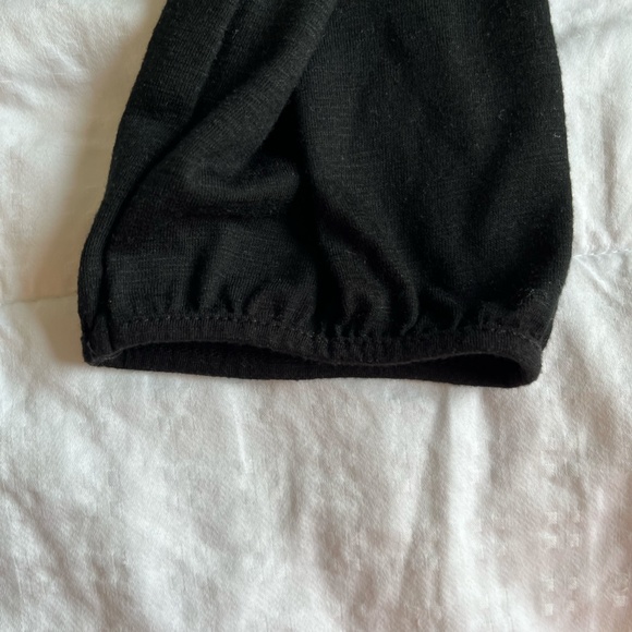 Faded Glory Black Long Sleeved Top Woven Pattern V-Neck With Tie Strings, L - Picture 6 of 12